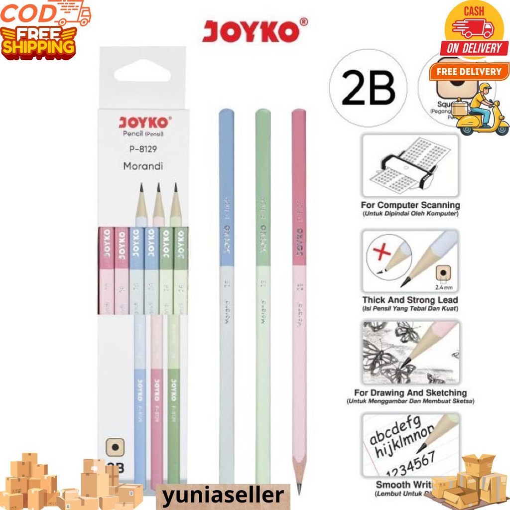 

Pensil Pencil Joyko P-8129 Morandi Pastel 2B 1 Box 12 Pcs Morandi D Termurah