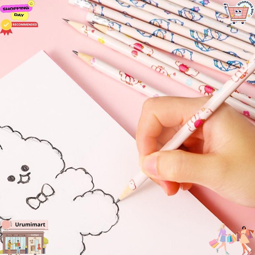 

1 Set 6Pcs Pensil Dan Penghapus Motif Kartun Lucu / Pensil Murah Lucu Lg D Gratis Ongkir