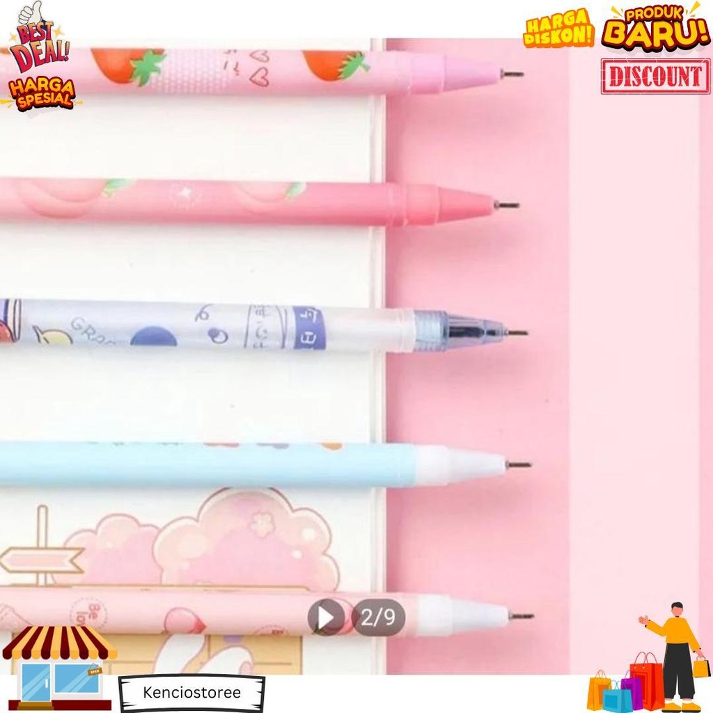 

12 Pcs Bolpen Gel Hapus Tinta Hitam D Best Seller