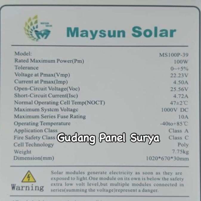 Promo Panel Surya 100Wp Poly Gh / 100Wp Poly Maysun