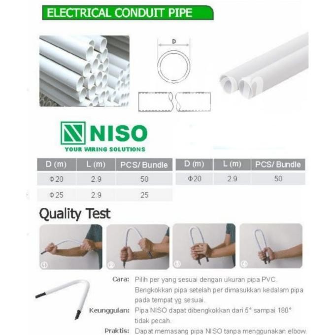 Pipa Conduit 20mm Pipa Listrik Niso Putih