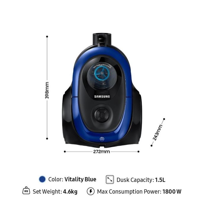 Murah Samsung Canister Vacuum Cleaner 380 W - VC18M2120SB/SE Non COD