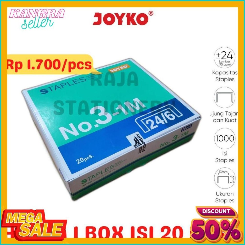 

Joyko Staples No.3 Isi Stepler Besar Hekter Joyko No.3-1M [20Pcs] Diskon