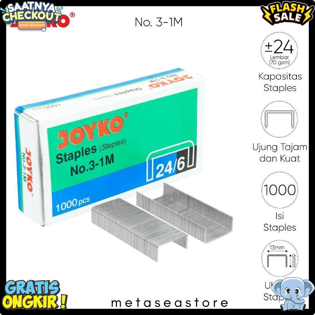

Joyko Staples No.3 Isi Stepler Besar Hekter Joyko No.3-1M [20Pcs] Flash Sale! Diskon Hingga 70%