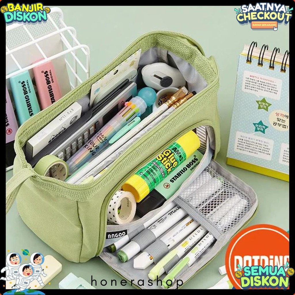 

[Cod] Angoo Super Large Capacity Pencil Case Kawaii Korean Pencil Cases Aesthetic Stationery Office Desk Storage Bag For Girls School Supplies Terlengkap Dan Termurah