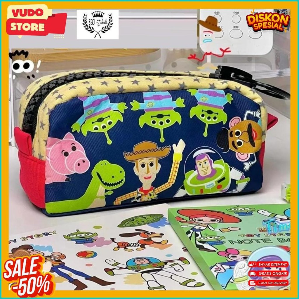 

Tempat Pensil Kotak Pensil Softcase Kanvas Toy Story Sanrio My Melody Pochacco Resleting Besar Diskon