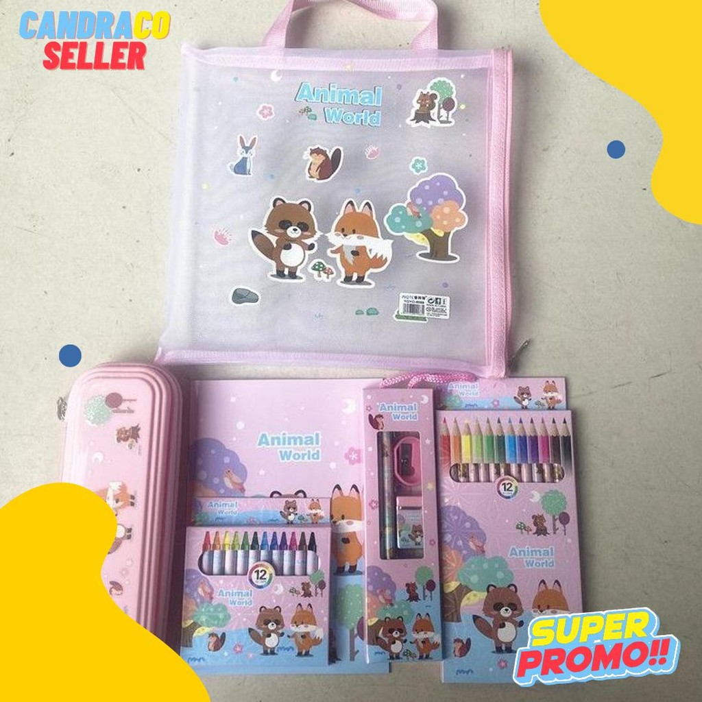 

[Serbalakuofficial](Ktps.11)Kotak Pensil Sett / Study Set Stationery Set Alat Tulis Sekolah Anak Set Atk Motif Diskon