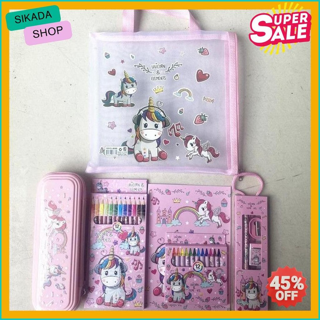 

[Serbalakuofficial](Ktps.11)Kotak Pensil Sett / Study Set Stationery Set Alat Tulis Sekolah Anak Set Atk Motif Diskon
