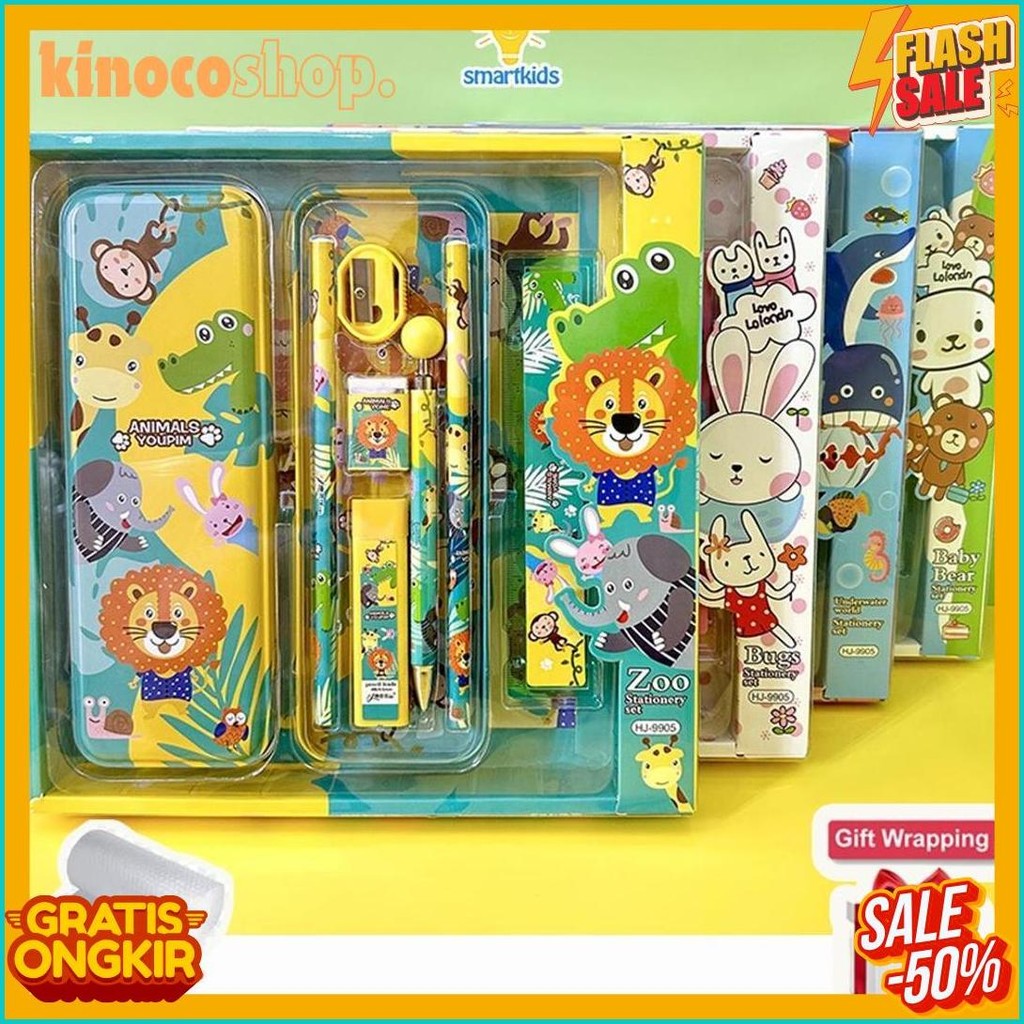 

Alat Tulis Set Paket Komplit 7 In 1 / Stationery Complete Lengkap / Kotak Pensil Anak / Souvenir Hadiah Kado / Sekolah Karakter Kartun Lucu Animal Hewan / Perlengkapan Tulis / Tempat Pensil Terlengkap Dan Termurah