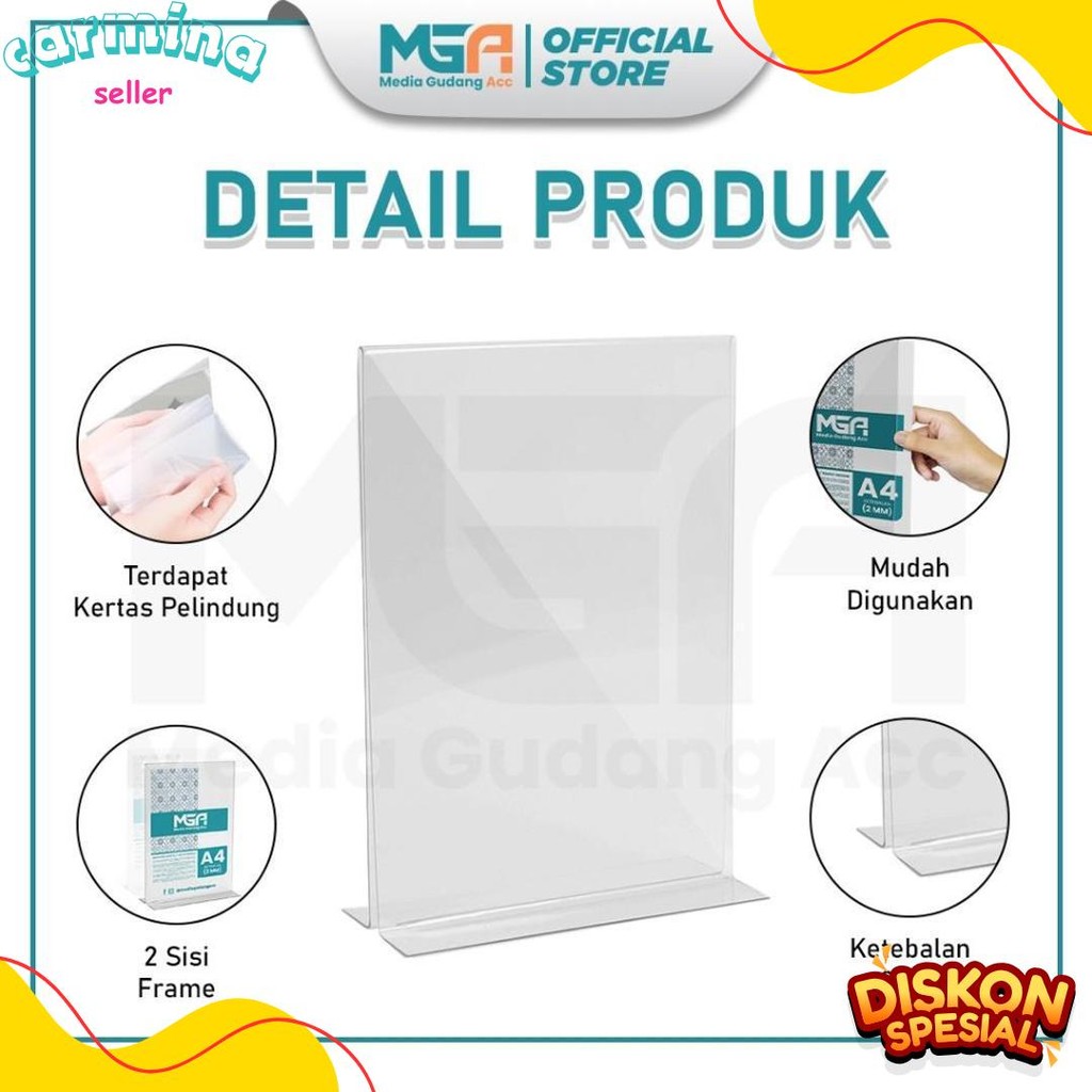 

Tempat Brosur A4 2Mm Portrait 2 Sisi / Tent Holder / Tent Card Stand Akrilik Terlaris! Produk Ini Banyak Dicari