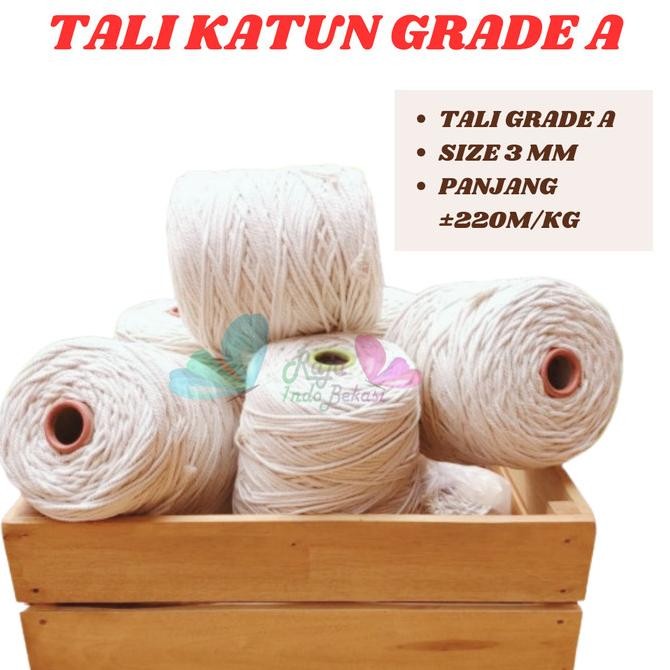 

Promo Grade A Tali Gantung Buah Katun 3mm 220 meter per 1kg Twisted Tail COD