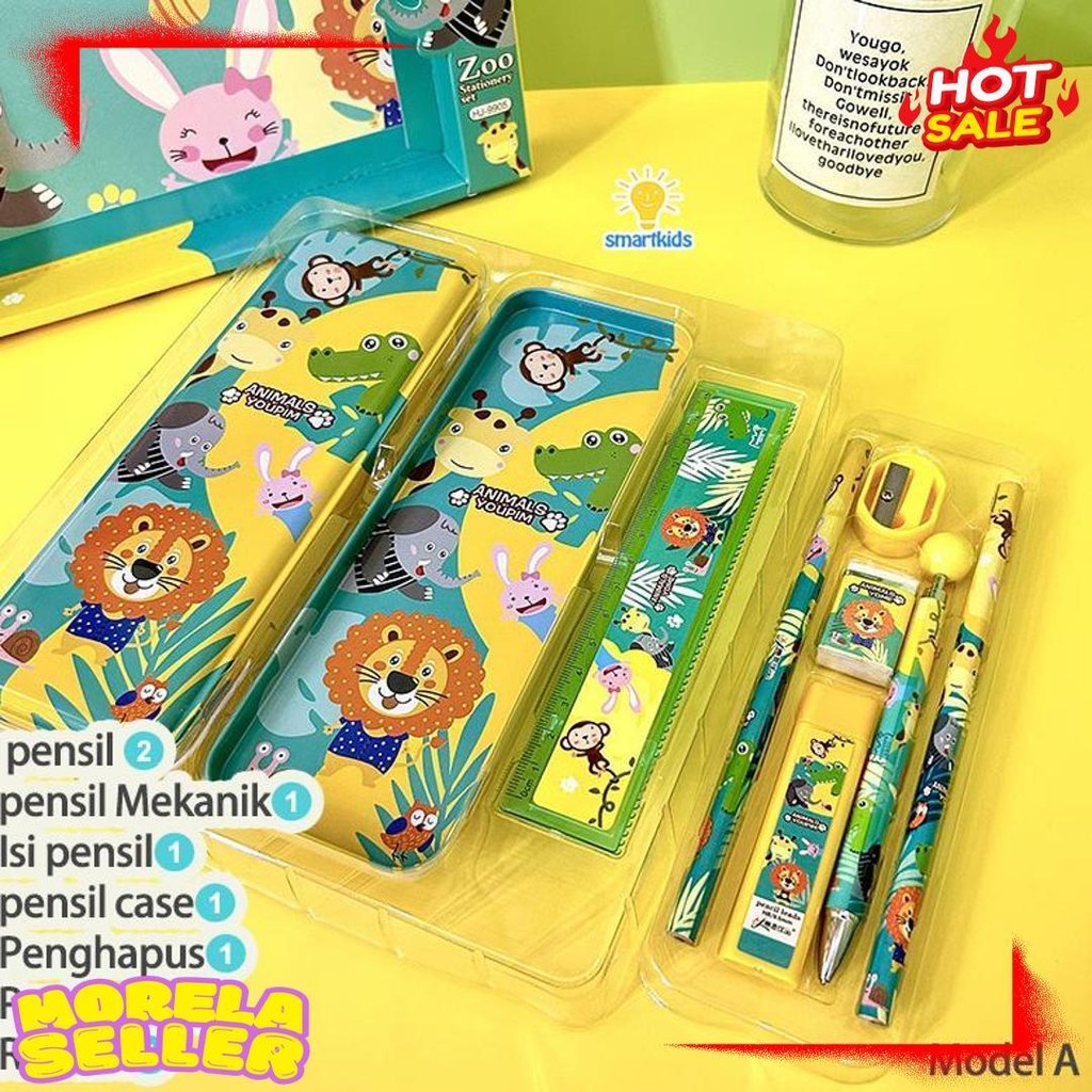 

Alat Tulis Set Paket Komplit 7 In 1 / Stationery Complete Lengkap / Kotak Pensil Anak / Souvenir Hadiah Kado / Sekolah Karakter Kartun Lucu Animal Hewan / Perlengkapan Tulis / Tempat Pensil Terlengkap Dan Termurah