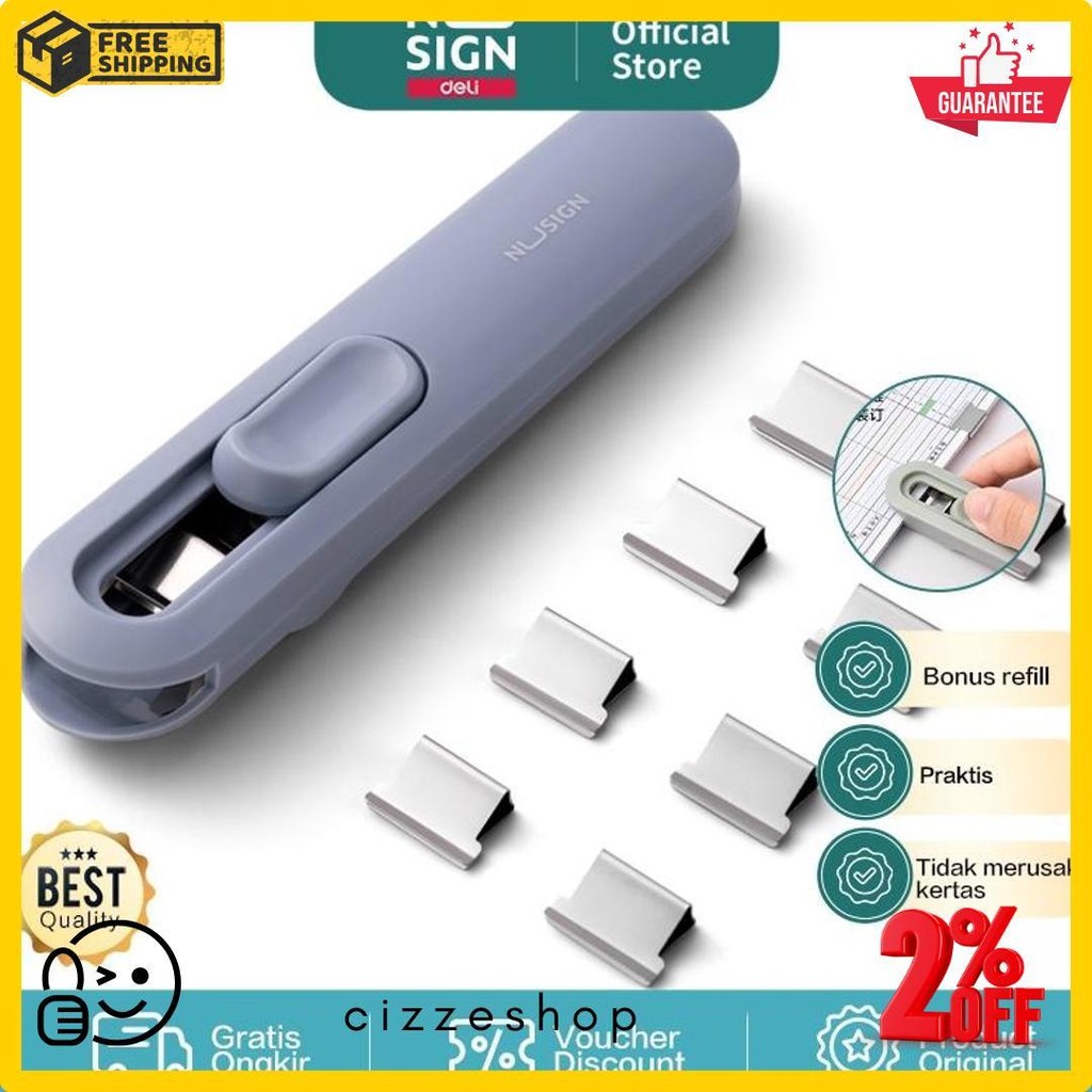 

Nusign Fastener / Binder Clip / Penjepit Kertas Otomatis Gratis 8 Buah Clip Ns085 Diskon Setengah Harga