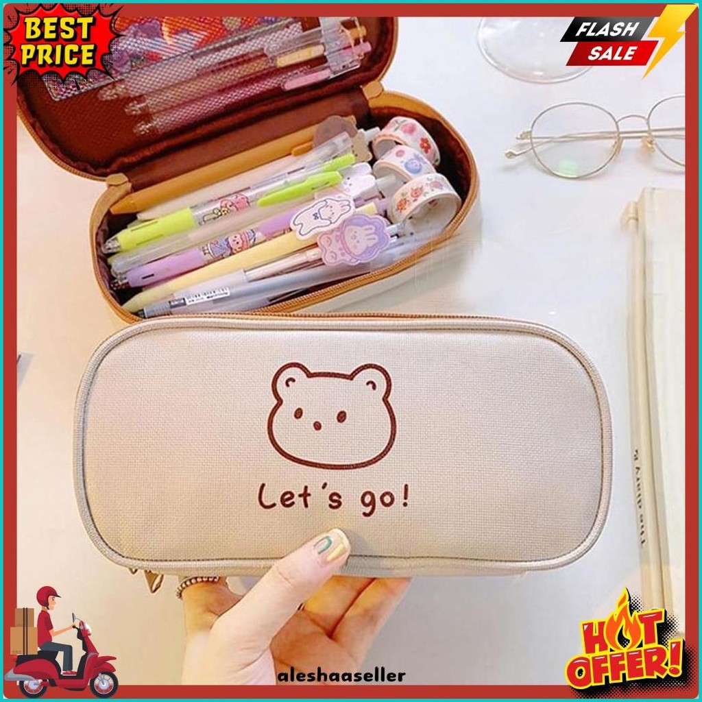

[Miloli] Kotak Pensil Bear Cartoon Kanvas Minimalis Aesthetic Korean Style Stationery - F0204 Diskon