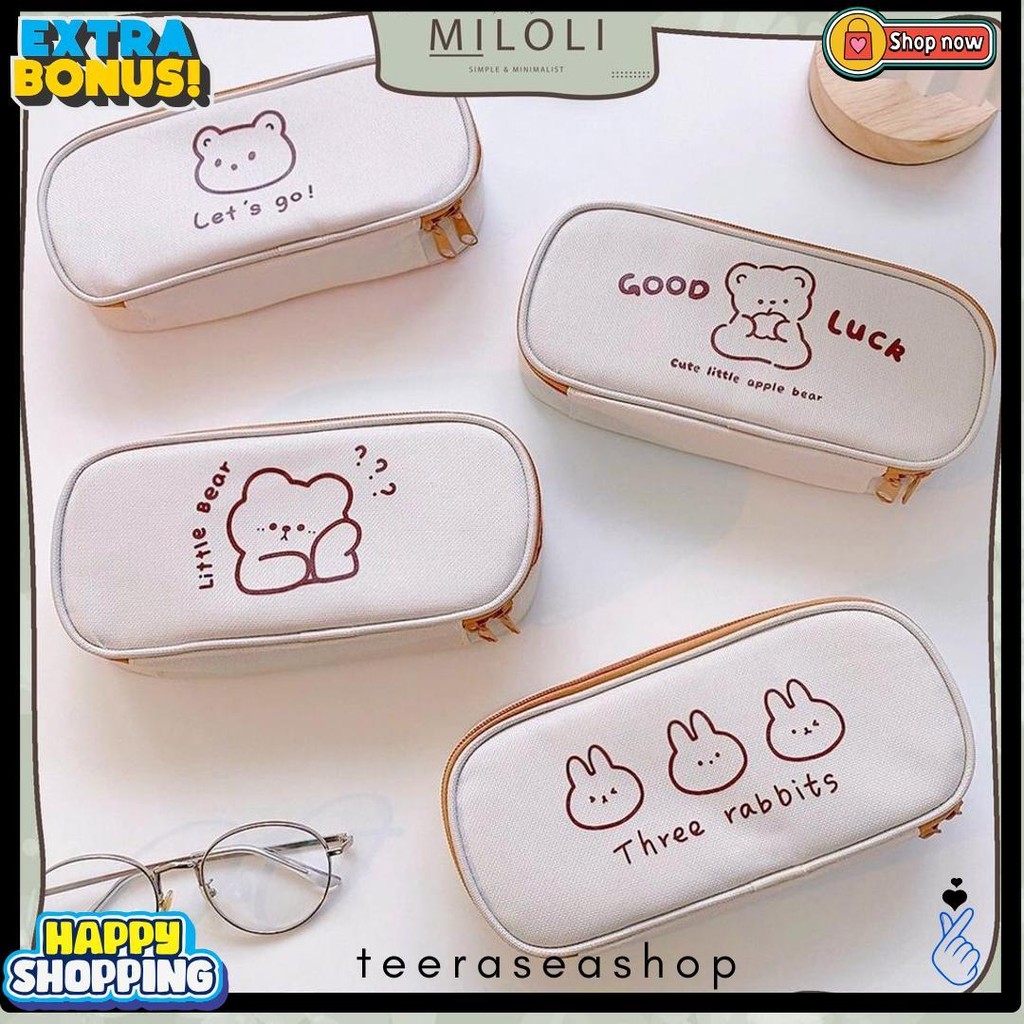 

[Miloli] Kotak Pensil Bear Cartoon Kanvas Minimalis Aesthetic Korean Style Stationery - F0204 Flash Sale! Diskon Hingga 70%