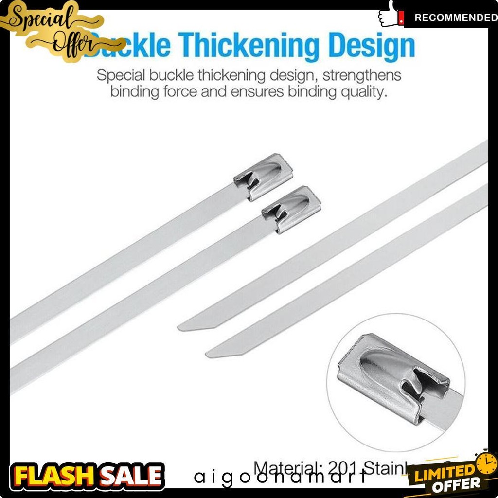 

50Pcs 15/20/30Cm Kabel Ties Stainless Steel Cable Ties Kabel Tis Steel 304 Diskon Setengah Harga