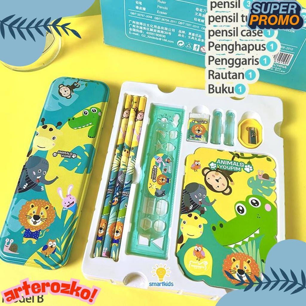 

Alat Tulis Set Paket Komplit 7 In 1 / Stationery Complete Lengkap / Kotak Pensil Anak / Souvenir Hadiah Kado / Sekolah Karakter Kartun Lucu Animal Hewan / Perlengkapan Tulis / Tempat Pensil Flash Sale! Diskon Hingga 70%