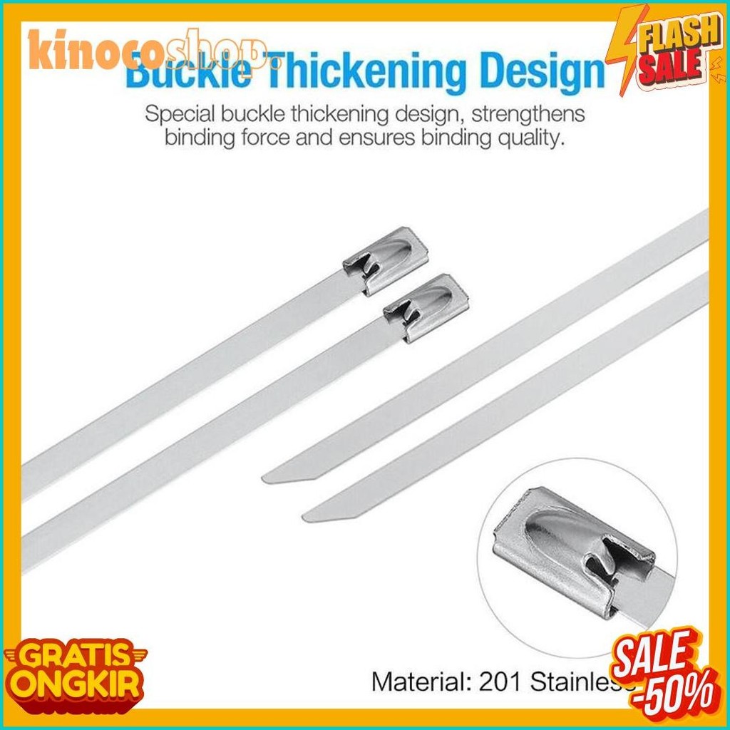 

50Pcs 15/20/30Cm Kabel Ties Stainless Steel Cable Ties Kabel Tis Steel 304 Diskon