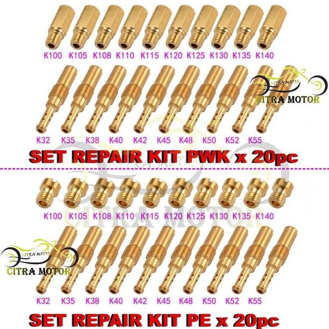 ready  COD SET REPAIR KIT 20 PC PILOT JET MAIN JET PE / PWK KEIHIN ORIGINAL ASLI JET MJ PJ KEIHIN MI