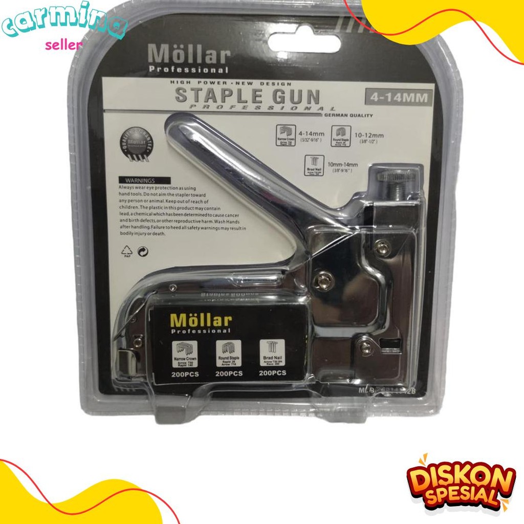 

Gun Tacker Alat Staples Dan Paku Tembak 3In1 / Staple Gun Mollar 4-14Mm / Stapler Tembak Manual Diskon