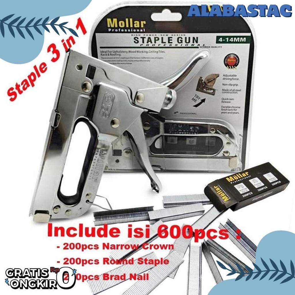 

Gun Tacker Alat Staples Dan Paku Tembak 3In1 / Staple Gun Mollar 4-14Mm / Stapler Tembak Manual Terlengkap Dan Termurah