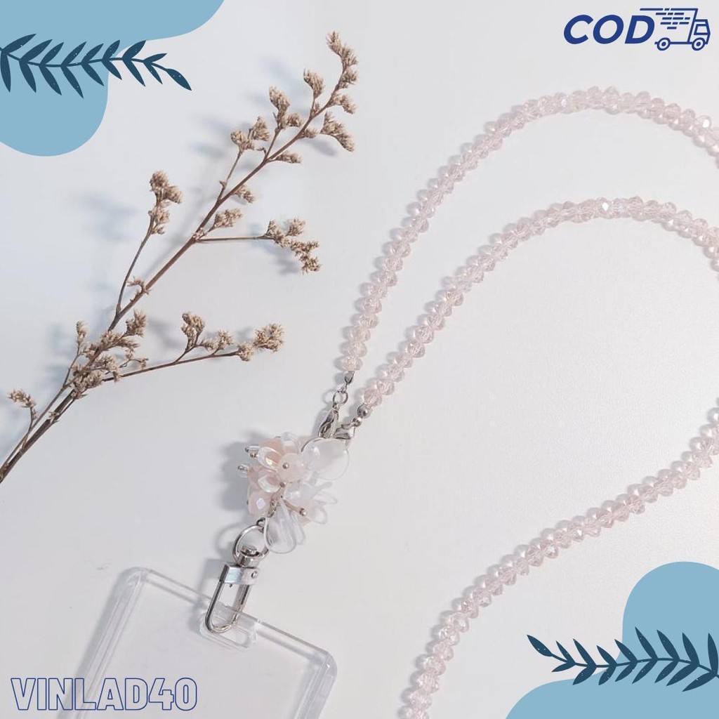 

[Lalaluna] Lanyard Crystal Beads Aesthetic | Gantungan Id Card Kantor - Bloom Terlengkap Dan Termurah