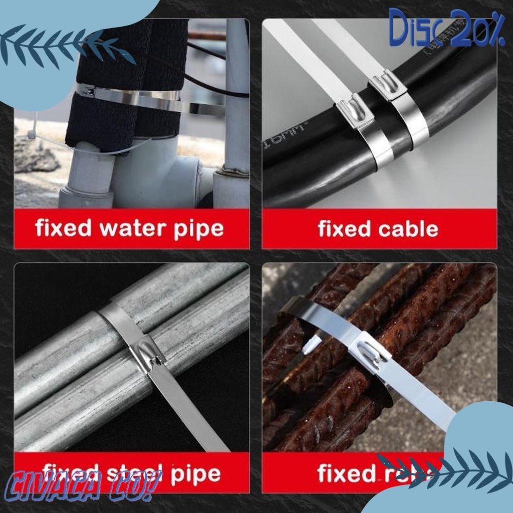 

50Pcs 15/20/30Cm Kabel Ties Stainless Steel Cable Ties Kabel Tis Steel 304 Diskon Setengah Harga