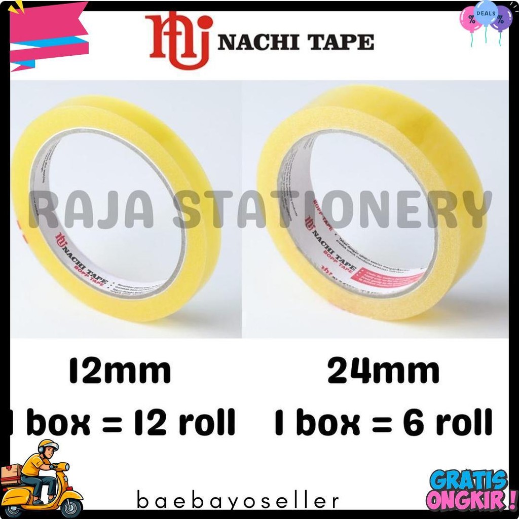 

Nachi Stationery Tape 12Mm 24Mm Selotip Solatip Lakban Solasi Isolasi Nachi [1 Box] Diskon