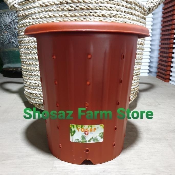 Promo Pot Bunga Yogap YPT 30 Merah Bata BERLUBANG COD