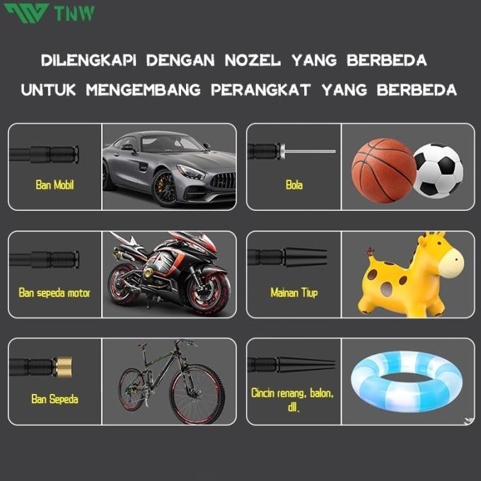 TNW Car Air Pump Tire Inflator Portable Pompa Ban Mobil Pompa Angin Siap Kirim