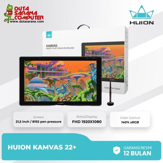 Huion Kamvas 22 Plus Gs2202 - Resmi 1 Tahun New Stok