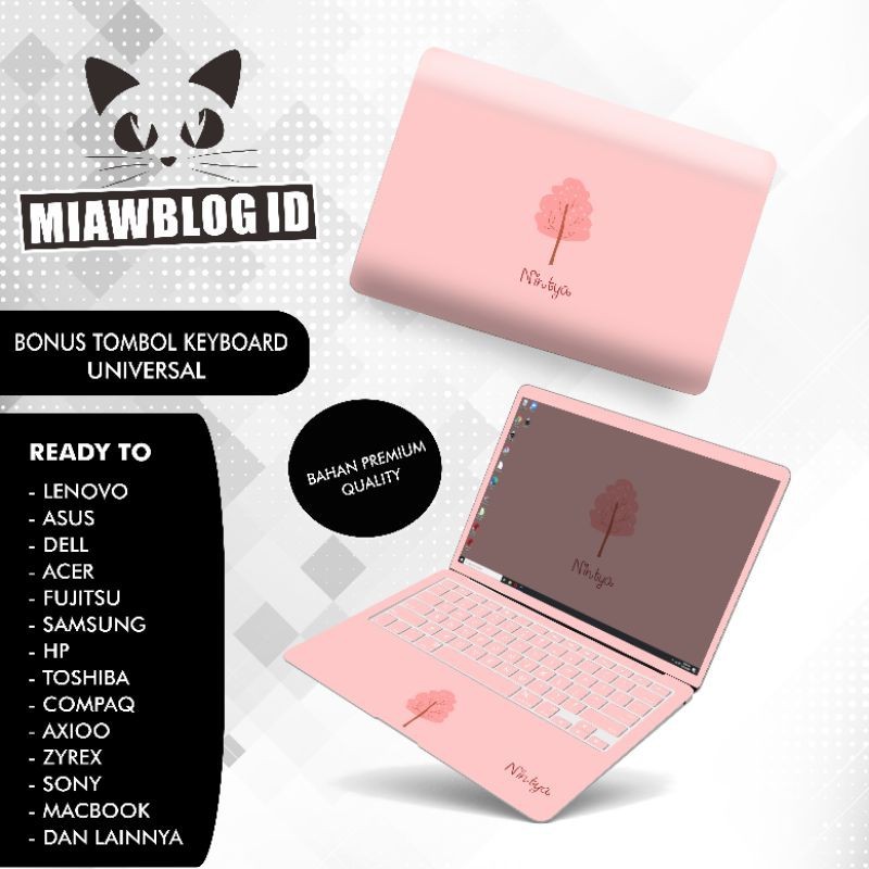 

*PromoGet2* Laptop Tree Pink Nama Sendiri Untuk Semua Jenis Stiker Garskin HP/Case Custom Dan COD