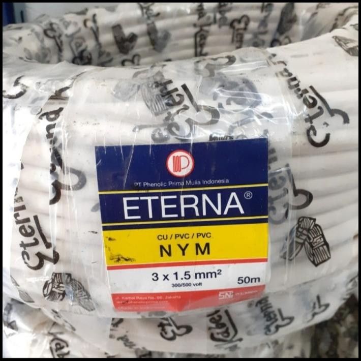 Kabel Nym 3X1.5 Eterna Tembaga 1 Roll 50Mtr