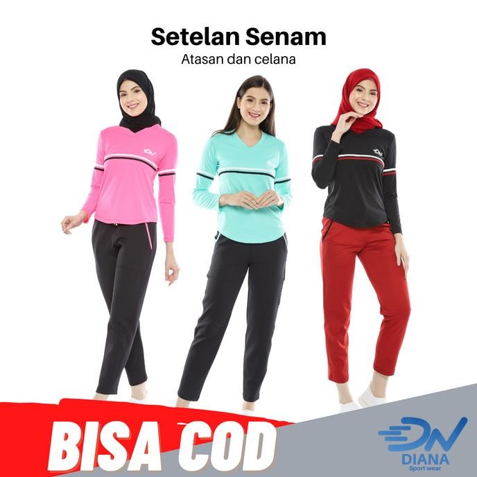 Murah Baju Senam Wanita Jumbo / Setelan Olahraga Hijab Wanita Non COD