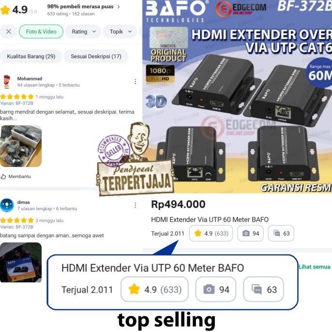 HDMI Extender Via UTP 60 Meter BAFO