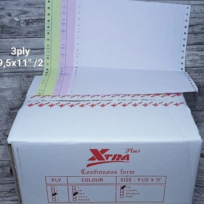 

TERBARU - kertas continous 3ply 9.5x11inc bagi 2 NCR berkualitas