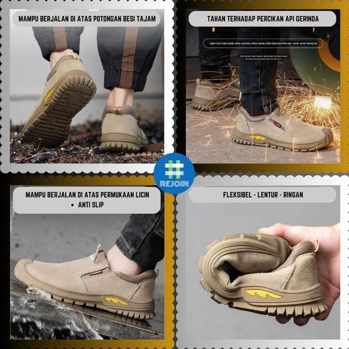 Sepatu Safety Shoes Ujung Besi Pria Import Sneaker Proyek Anti Paku 07