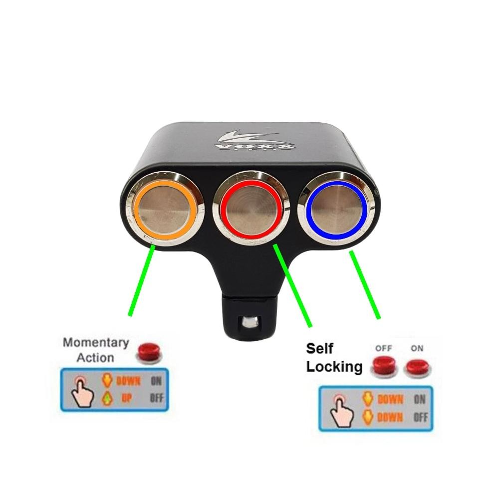 Saklar Motor Led 3 Tombol Klakson Starter Lampu Motor Reset Momentary