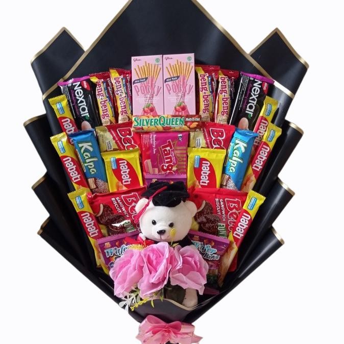 

BUCKET SNACK + BUNGA, SIDANG wisuda ultah, anniversary. Terlaris