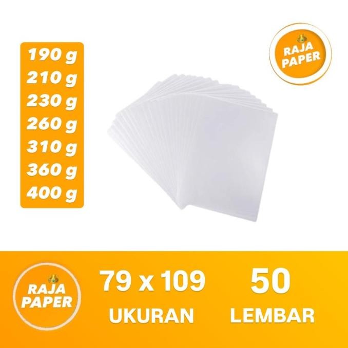 TERBARU - Kertas Art Carton Ukuran PLANO 79 Cm x 109 Cm 50 Lembar 190 210 230 260 310 360 400 Gsm Gr
