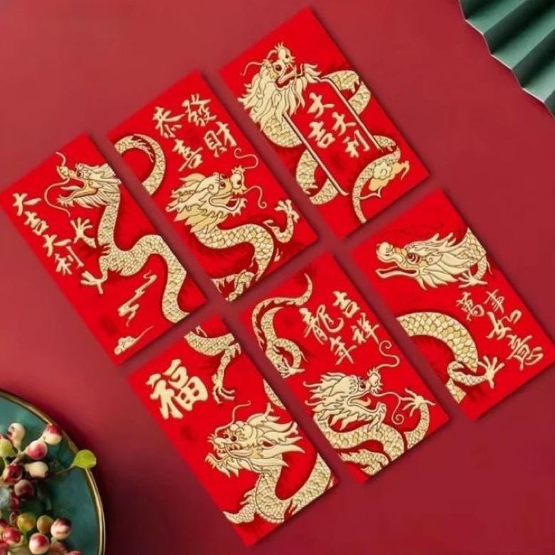 

bas-12 ANGPAO PANJANG NAGA IMLEK 2024 hongpao dragon lucu murah premium tebal hong pao Termurah