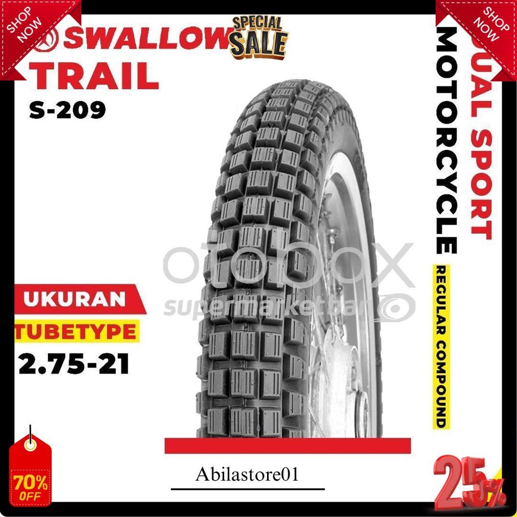 Ban Luar Motor Swallow S-209 Trail 275-21 Ring 21 Tubetype Ban Semi Trail Siap Kirim