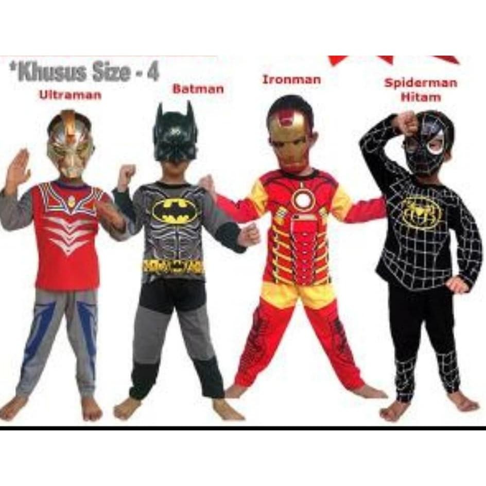 Baju Topeng Size 2Thn Dan 3Thn / Baju Kostume Anak Superhero Captain America, Batman, Ultraman, Hulk