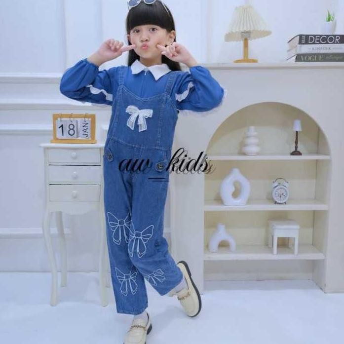 Stelan Overall Anak Perempuan, Set Jumsuitt Anak Perempuan Terbaru Usia 3 Sampai 9 Tahun