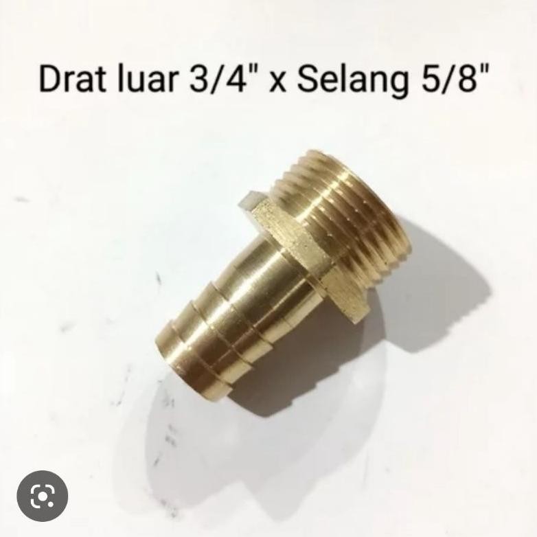 sambungan drat luar METRIC M25*1.75 ke selang 5/8 thread ulir cowok cowo laki 3/4 inchi inc in dim s