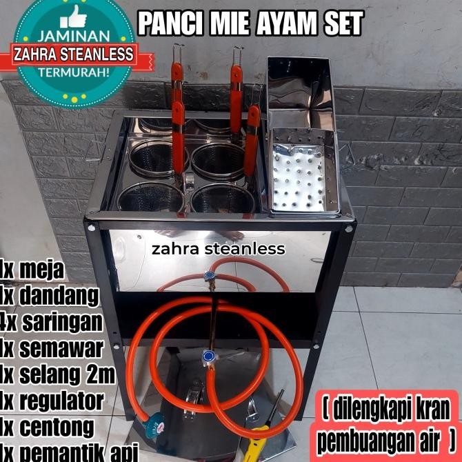dandang mie ayam 4 lubang set meja besi / Dandang mie kocok jumbo ALU
