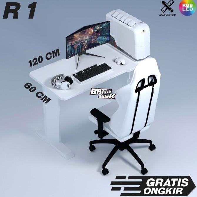 Sale Meja Komputer Gaming Pc Desk Rgb Murah 120X60 - Battledesk R 1