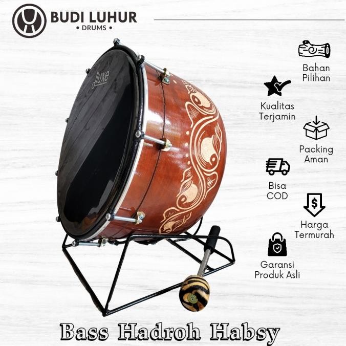 Bass Bas Jidor Habsy Hadroh Rebana Banjari 14 16 Inch Lengkap Fullset ISW