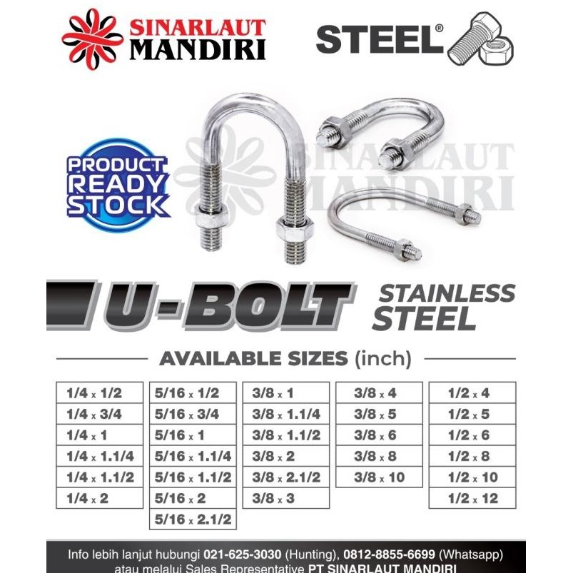 U BOLT / BAUT U STAINLESS STEEL 1/2 X 4