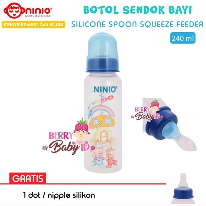 Sale Ninio Botol Sendok & Botol Susu Bayi 240 Ml Silicone Squeeze Feeder